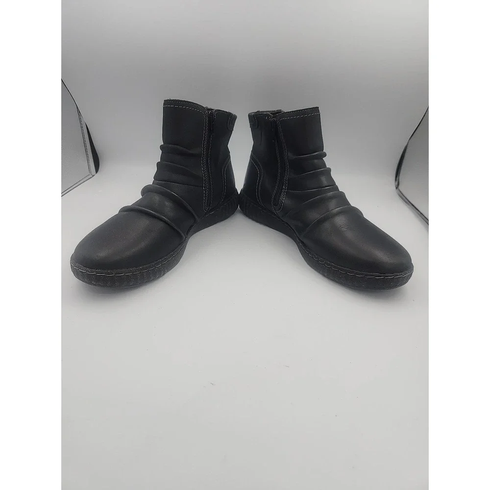 Clark's Caroline Orchid Women's Black Leather Ruched Ankle Boots Size‎ 11